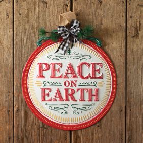 Peace On Earth Metal Ornament Sign