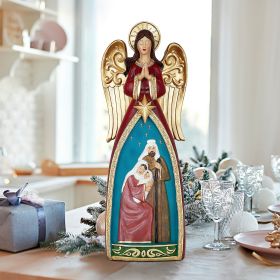 CHRISTMAS ANGEL FIGURINE W/ HOLY FAMILY