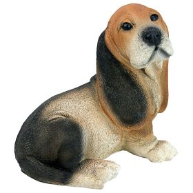 BLACK & BROWN BASSET PUPPY STATUE