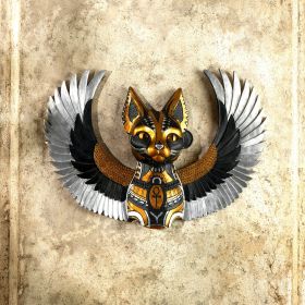 GODDESS BASTET WINGED CAT WALL PLAQUE