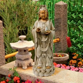 STANDING GUAN YIN ASIAN GODDESS STATUE