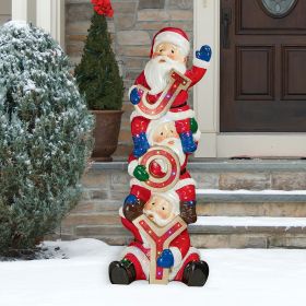 STACKED SANTAS ILLUMINATED STATUE               NR