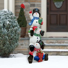 STACKED SNOWMAN LED ILLUMINATED STATUE      FRT-NR