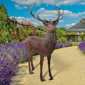 STANDING STAG DEER BRONZE STATUE            FRT-NR