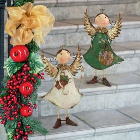 S/2 HOLIDAY HELPER METAL ANGEL STATUES