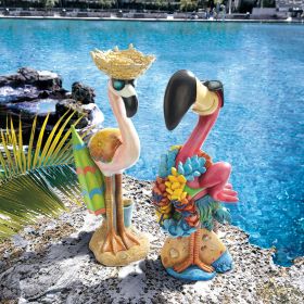 S/2 BIRDS OF PARADISE FLAMINGO STATUES