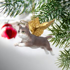 ANGEL CAT ORNAMENT-GREY TABBY