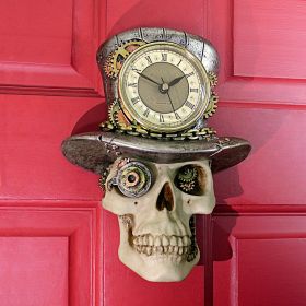 STEAMPUNK MAD HATTER SKULL CLOCK