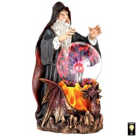 WIZARD WITH LED CRYSTAL BALL STATUE