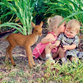 FORAGING FAWN BABY DEER STATUE