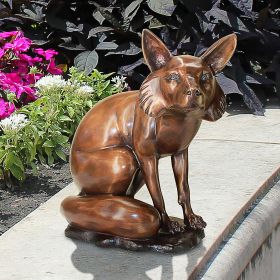 THE OBSERVANT SITTING FOX BRONZE STATUE