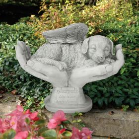 DOG IN GODS HANDS PET MEMORIAL STATUE