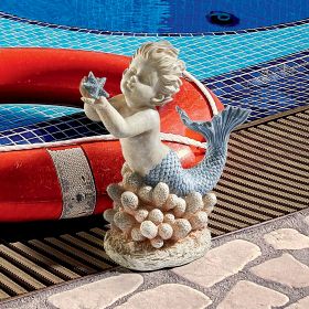 LITTLE BOY MERMAID SWIMMING STATUE