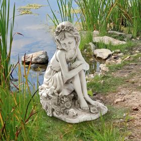 PAUSING BY THE POND LITTLE GIRL STATUE