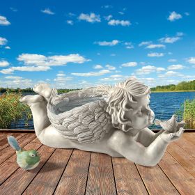 GODS MESSENGER CHERUB WITH BIRD STATUE