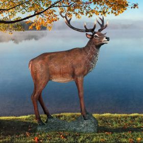 RED DEER BUCK STATUE WITH BASE              FRT-NR