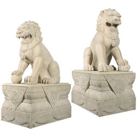 MALE & FEMALE FOO DOGS WITH PLINTHS