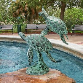 SEA TURTLES BRONZE GARDEN STATUE