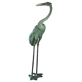 COLOSSAL CURVED NECK CRANE BRONZE STATUE    FRT-NR