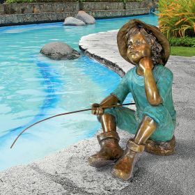 FISH WISH FISHERBOY BRONZE STATUE