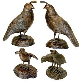 S/4 BRONZE QUAIL STATUES