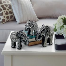 S/3 BLACK & WHITE ELEPHANTS