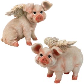 S/2 FLYING PIG STATUES