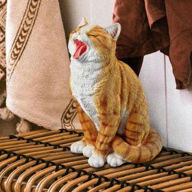 LAZY DAZE KITTY YAWNING CAT STATUE