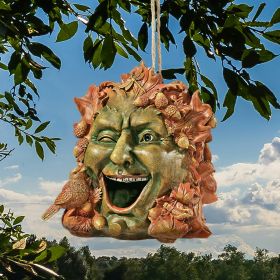 LAUGHING GREENMAN BIRDHOUSE STATUE