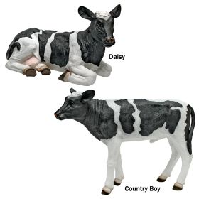 SET OF DAISY & COUNTRY BOY COW STATUES