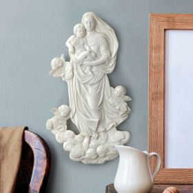 MARY W/ CHERUBS WALL SCULPTURE