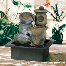 STONE PAGODA TABLETOP FOUNTAIN