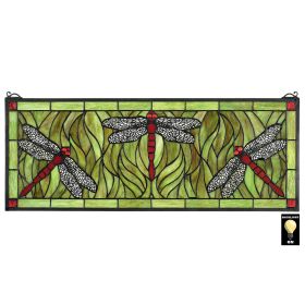 EMERALD GREEN DRAGONFLY STAINED GLASS