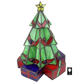 SMALL XMAS TREE STAINED GLASS LAMP