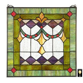 VICTORIAN SWAG STAINED GLASS WINDOW