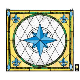 COMPASS ROSE STAINED GLASS WINDOW               NR