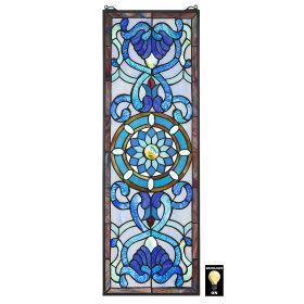 HARLOW Blue Flower Stained Glass Window