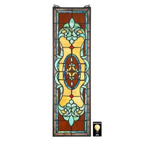 COLBERT Red and Green Vertical Stained Glass Window