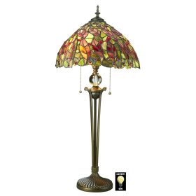 CROTON LEAVES STAINED GLASS TABLE LAMP