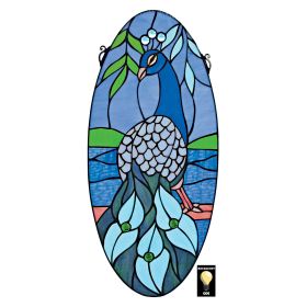 MAJESTIC PEACOCK STAINED GLASS WINDOW