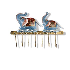 WILLART Handmade Elephant Design Metal Wall Hanging Antique7 Key Hooks Key Holder Coat Hanger for Home D√©cor Wall D√©cor (31.50 cm x 21.50 cm)