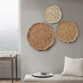 Rossi Textured Feather 3-piece Metal Disc Wall Decor Set