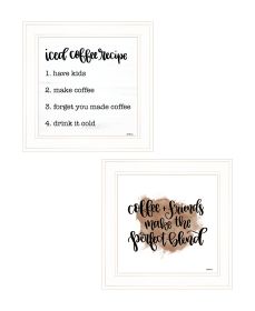 "Coffee & Friends Recipe" 2-Piece Vignette by Imperfect Dust, Ready to Hang Framed Print, White Frame