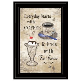 "Everyday Starts with Coffee" by Artisan Trendy Decor 4U, Ready to Hang Framed Print, Black Frame