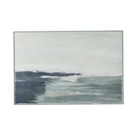 32.5" x 48" Large Rectangle Framed Wall Art Ocean Waves Canvas Print, Home Decor for Living Room Foyer Office