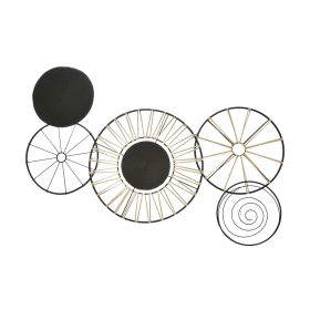 Circular 5 Piece Metal Wall Decor with Wheel and Plate Design, Black