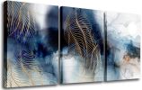 Abstract Wall Art Blue Landscape Stripe Canvas Wall Art Abstract Watercolor Canvas Painting Prints Contemporary Artworks Wall Pictures for Living Room