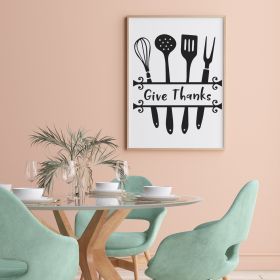 Decor - Give Thanks Removable Vinyl Wall Decal, Easy Peel And Stick Wall Art