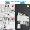 Multifunctional Wall Mount Toothbrush Holder Rack Organizer Handsfree Automatic Toothpaste Dispenser Squeezer with Magnetic Cups 4 Toothbrush Slots 1