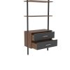 Ladder Bookcase, Vertical open space shelf with 2 drawers, office bookshelf wall mount required (walnut),provides storage for artwork, decorative figu